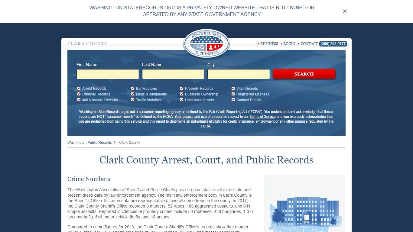 Clark County Arrest, Court, and Public Records