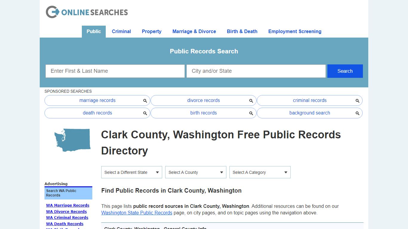 Clark County, Washington Public Records Directory